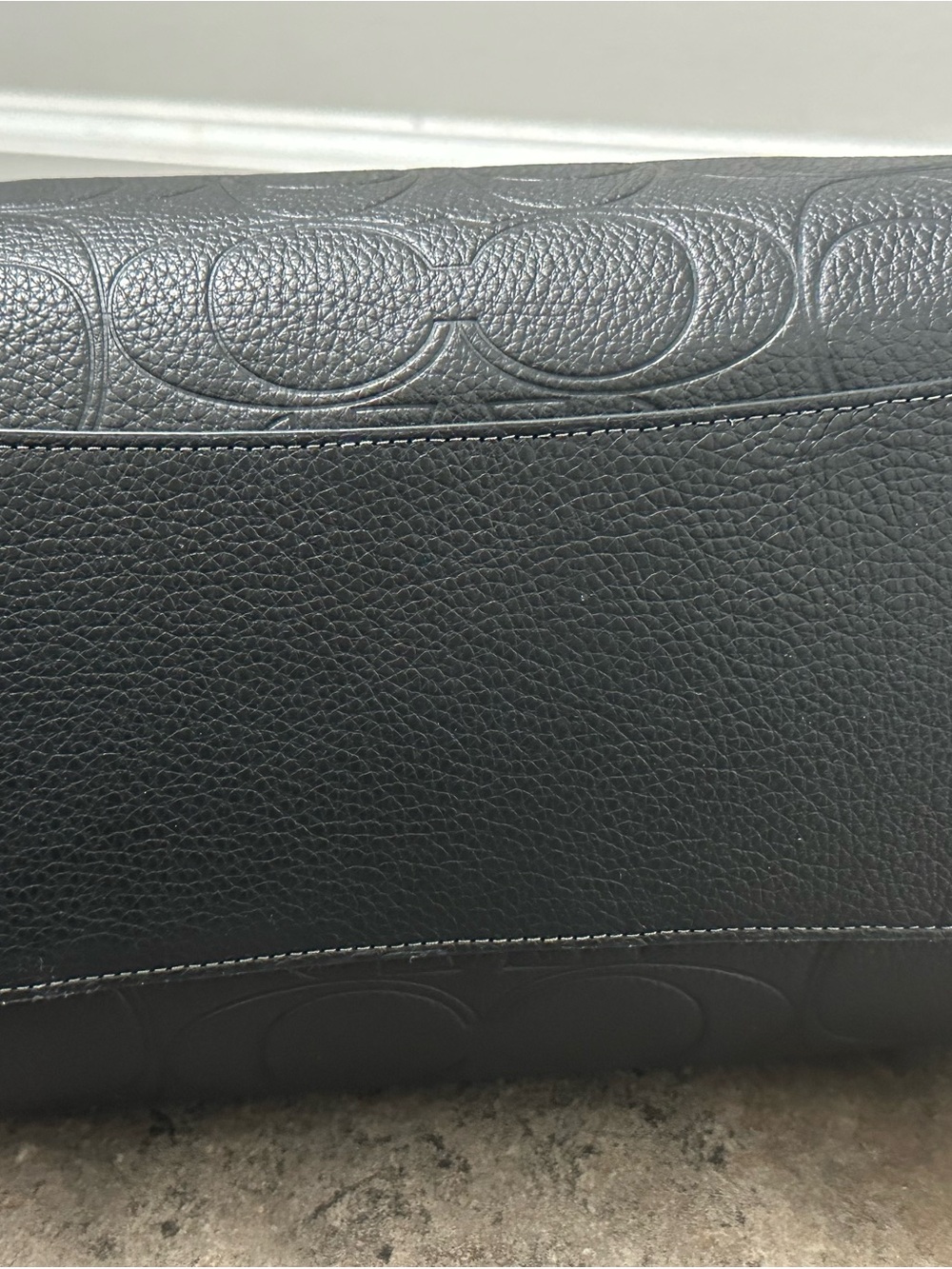 NWT Large Coach Black Embossed Pebbled Leather Satchel with Gold Hardware - Picture 7 of 9